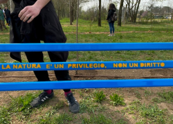 frase sulla Panchina recuperata e realizzata da ENGM  nella riqualificazione del parco a Corte Molon